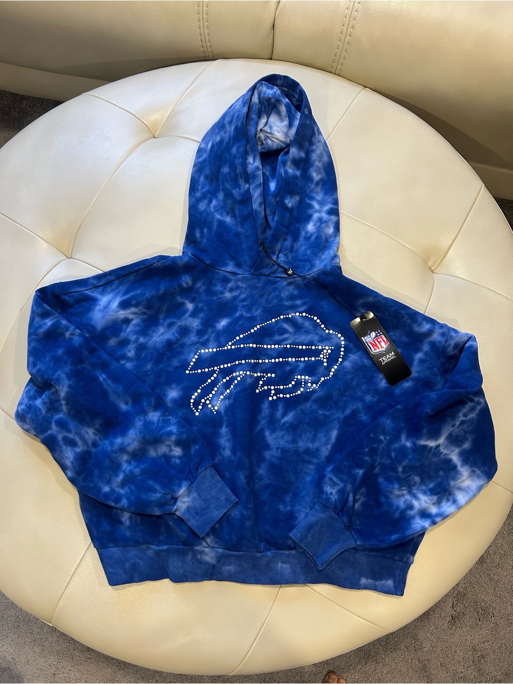 Buffalo Bills Blue Tie-Dye Hoodie with Pearlstone Logo